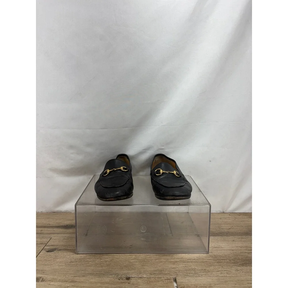 Gucci Mens Black Leather Horsebit Loafers Size 37 Made in Italy Dress Shoes